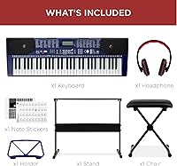Vista 28 de Best Choice Products Juego completo de piano de teclado electrónico para principiantes de 61 teclas con teclas iluminadas, pantalla LCD