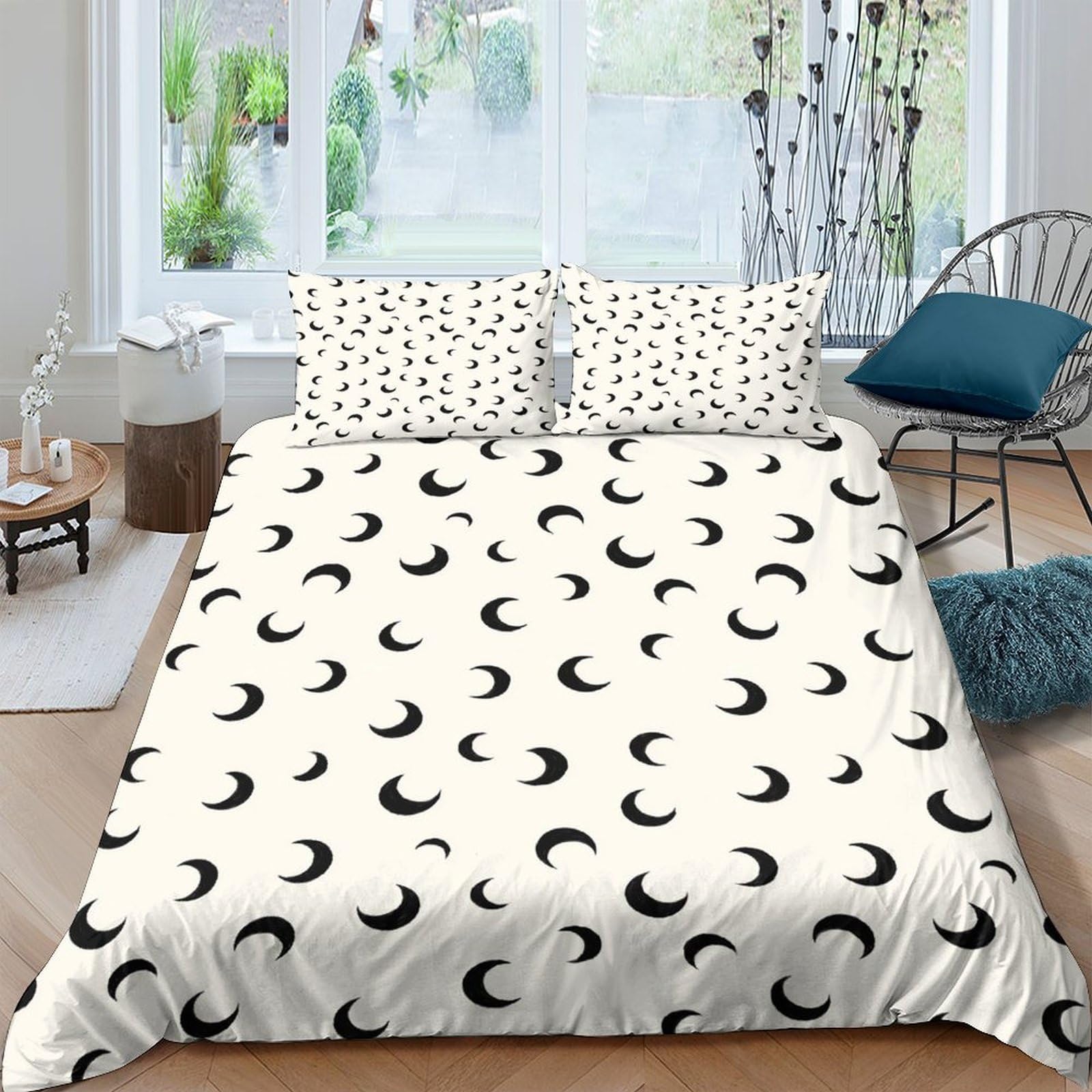 Ctjqhvkz Style-4 3D Printed Crescent Moon Pattern Fitted Sheet Microfiber Soft Non Slip Bed Cover For Bedroom Guest Room Decor Single（135X200cm）