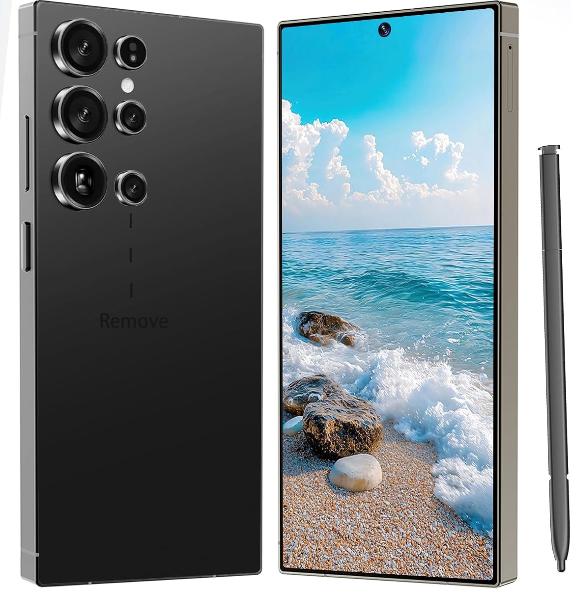 I26 Ultra Unlocked Cell Phone, 12+512GB Unlocked Phone 7000mAh Long Battery Life Smartphone,Built in Pen,6.8" HD Screen,5G/Dual SIM/Fingerprint Unlock/Face ID (Black)