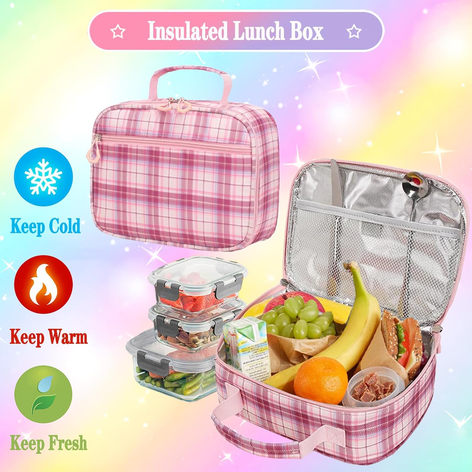 3pcs Girls Backpack With Lunch Box & Pencil Case,Cute Rabbit Kids School Backpack Set For Kindergarten & Elementary School (Style B Pink-16.5in)