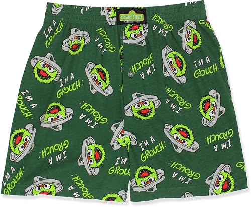 Sesame Street Pantalones Cortos para Hombre con botón Fly Boxer Lounge, Forro Po