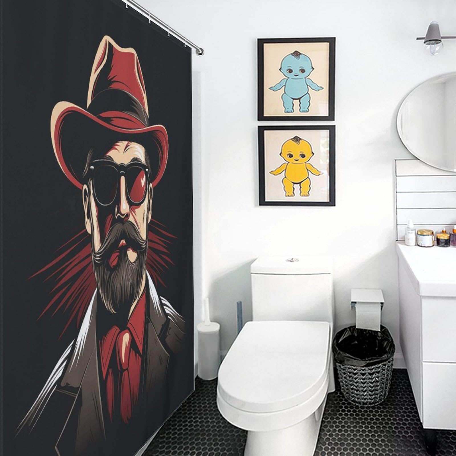 Rideau de douche en tissu pour salle de bain familiale étanche 183 cm motif pirate original