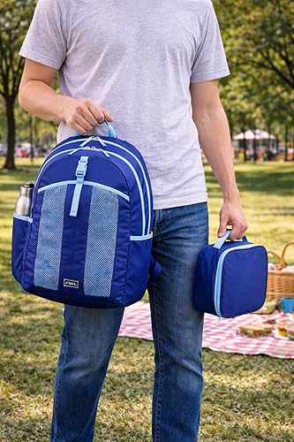 Miniatura 6 de FUEL Juego de mochila para el almuerzo, resistente al agua, suave, reutilizable, aislada, hielera, térmica, para viajes, oficina, almuerzo, azul