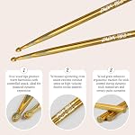 Sticks pour tambours, drumsticks en bois, poids et emplacement compatibles, Stick durable et tambour pour drums électroniques Jazz Drum, Drum Prastic Pad, dumps pour professionnels (Yellow, 7A)