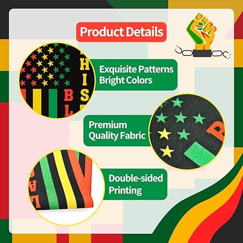 Miniatura 3 de Bandera de jardín del mes de la historia negra de 12 x 18 pulgadas, decoración de doble cara vertical panafricana a rayas con estrellas impresas