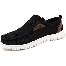 Black Shoes Mens Loafers & Slip-ons|Casual Dress Business Boat Shoes Lightweight Slip on Walking Sneakers Slippers