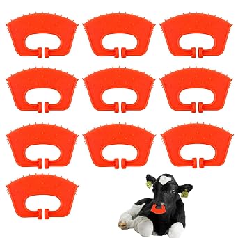 Calf Weaning Nose Ring,Calf Puller for Cattle,Cow Halter,Calf Weaner,Cattle Nose Ring,Farm Tools and Equipment,Cow Nose Ring for Cattle,Cattle Nose Lead,Calf Halter- Red - 10 Pieces Per Pack