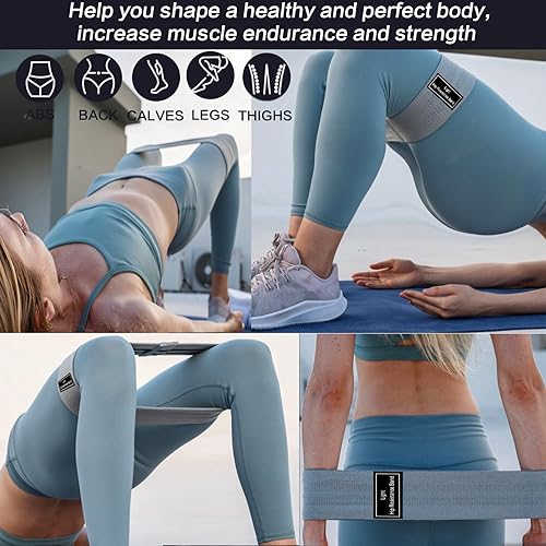 Miniatura 5 de Enouke Juego de bandas de resistencia, bandas de ejercicio con diseño antideslizante para caderas y glúteos, bandas de entrenamiento para