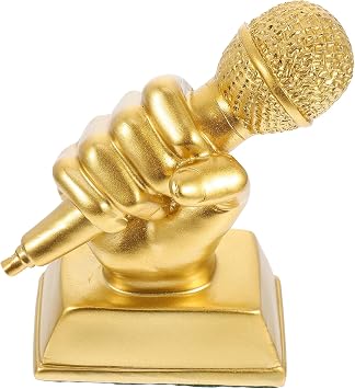 HANABASS Microphone Trophy Award Singing Competition Award Children Musical Trophy Keepsake Lightweight Music Prize for Karaoke 5.31 X 3.34 X 1.96 in