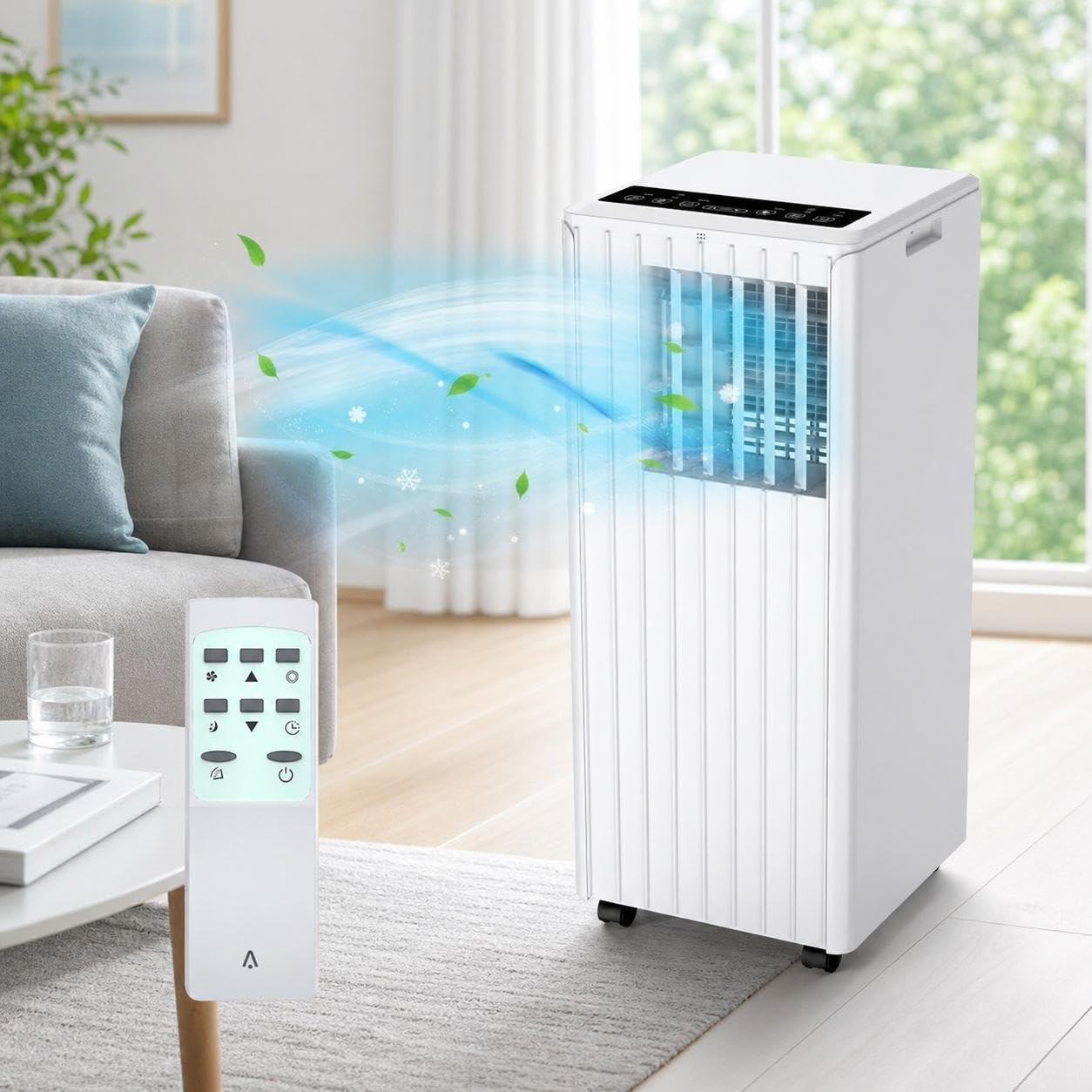 Tropow White 9000 Btu Portable Air Conditioner, 3-In-1 Air Cooler With 42L/Day Dehumidifier & Fan, Energy Efficient Ac For Rooms Up To 300 Sq.ft, Remote, 24H Timer
