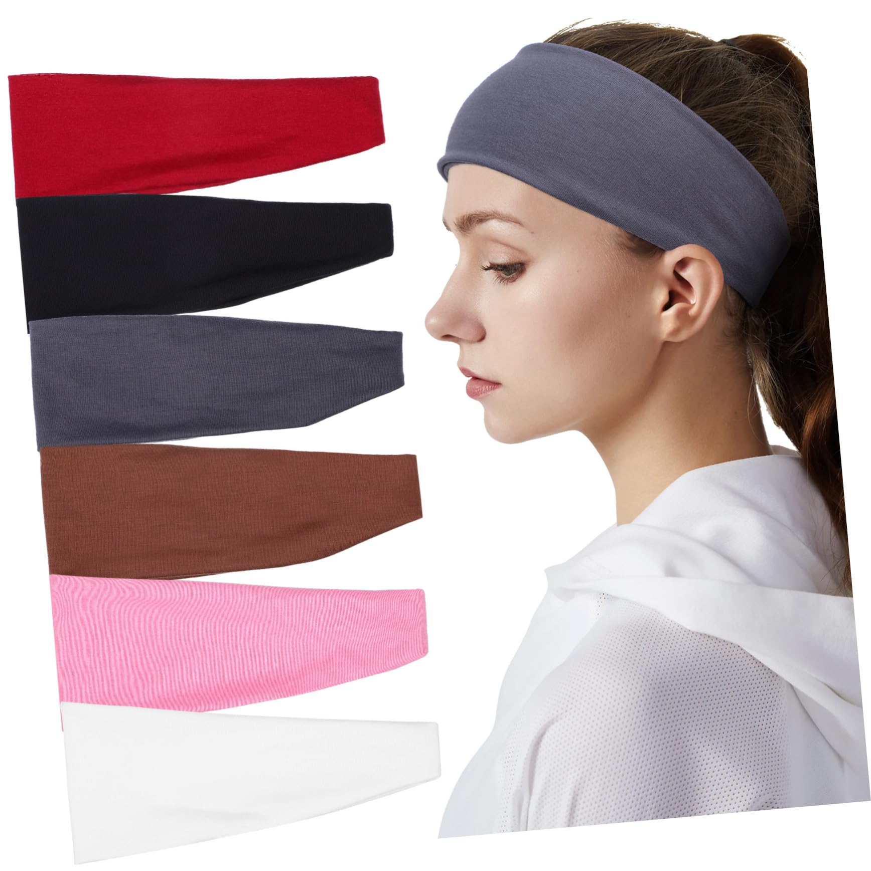 Holibanna 6pcs Sports Headbands Wide Headbands for Women Moisture Wicking Head Wraps Elastic Comfortable