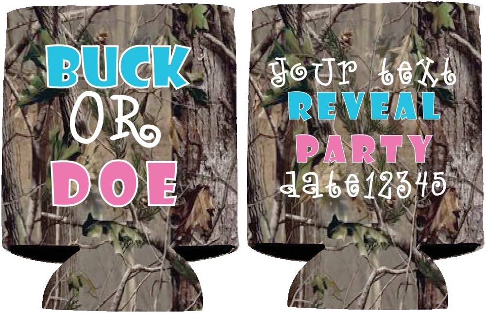 VictoryStore Can and Beverage Coolers - Custom Camouflage Gender Reveal Can Cooler, Buck or Doe