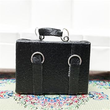 1/12 Scale PU Suitcase Dollhouses Miniature Model with Detailed Furniture Wood PU Metal Collectible Toy Portable Dollhouses Model