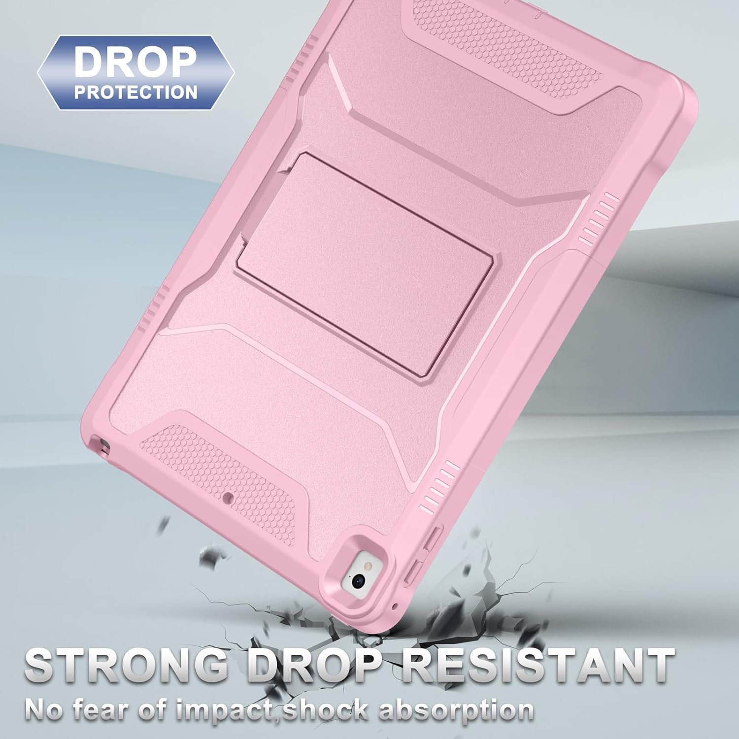 Soke Case for iPad 6th/5th Generation 9.7 Inch 2018/2017,with Built-in Screen Protector and Kickstand, Rugged Full-Body Heavy Duty Protective Cover for Apple iPad Air 2 /Pro 9.7 - Pink