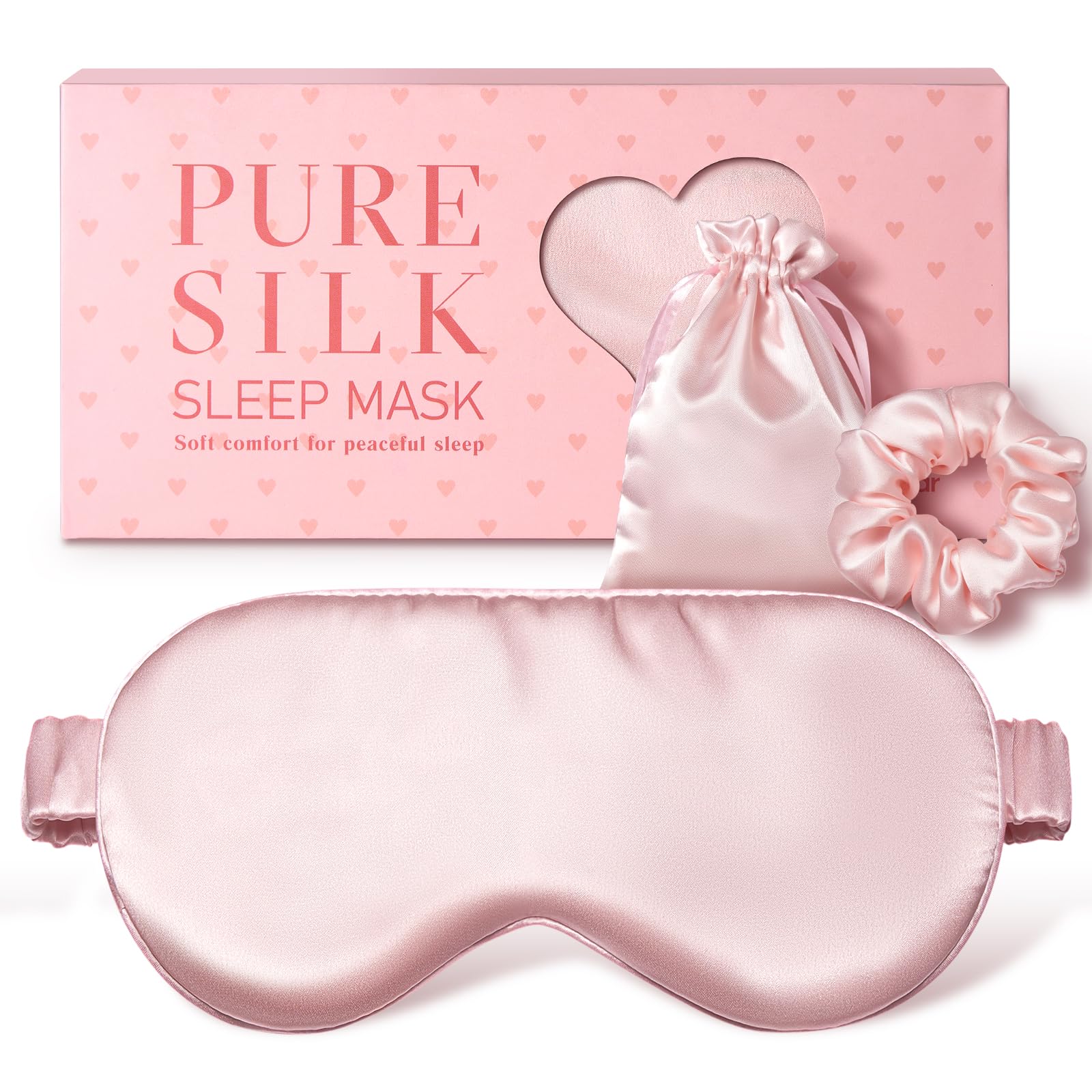 LitBear Schlafmaske Seide für Seitenschläfer, 100% 22 Momme 6A Maulbeerseide Füllung & Stoff, Lichtblockierende Schlafbrille für Frauen & Herren, Mit Reisetasche & Haargummi