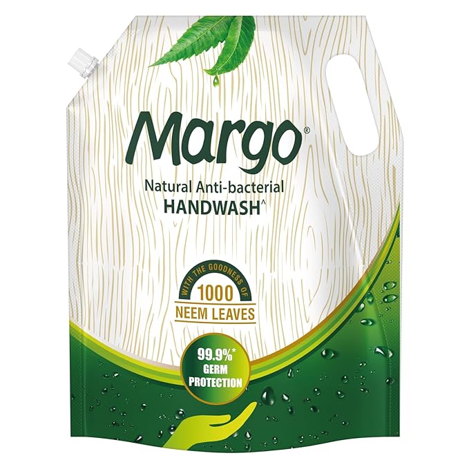 Margo Natural Anti-Bacterial Handwash for Soft, Hydrated hands - 1500ml Refill Pack [ Pack of 1 ] | 99.9% Protection From Harmful Germs | Enriched With Original Neem