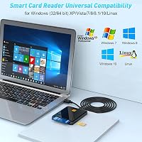 Rocketek Okoskártya Olvasó - CAC, Bankkártya, SIM Kártya Olvasó Katonai és Személyi Igazolványokhoz - Windows és Linux Kompatibilis USB Csat 6
