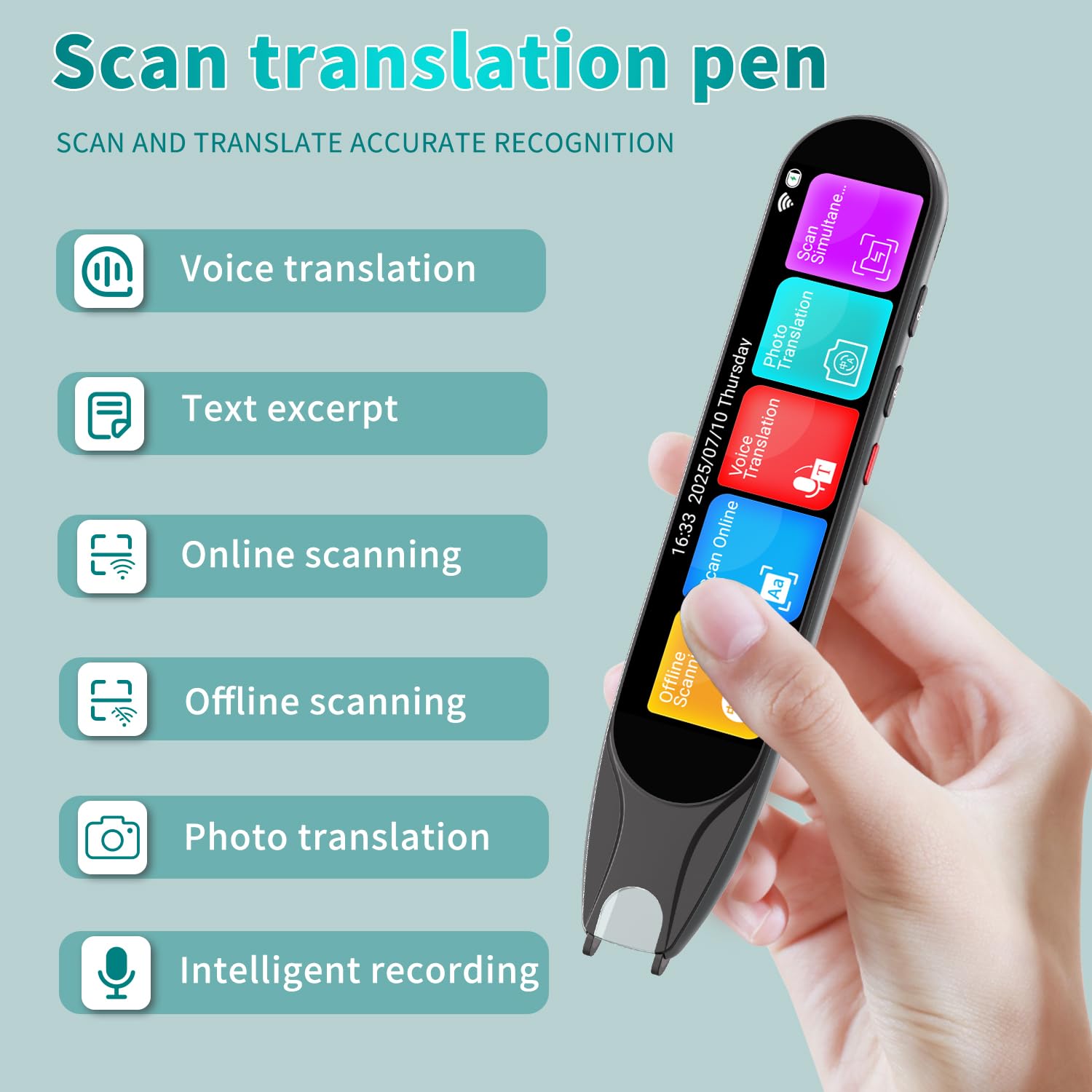 Translation Pen&Scan Reading Pen for Language Learners,Dyslexia&Learning Difficulties,Translator Pen for 142 Language(Grey - Image 2