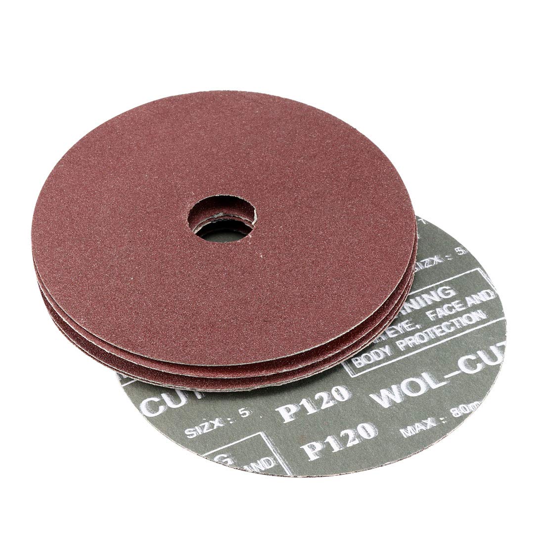 uxcell 5-Inch x 7/8-Inch Aluminum Oxide Resin Fiber Discs, Center Hole 120 Grit Sanding Grinding Discs, 10 Pack
