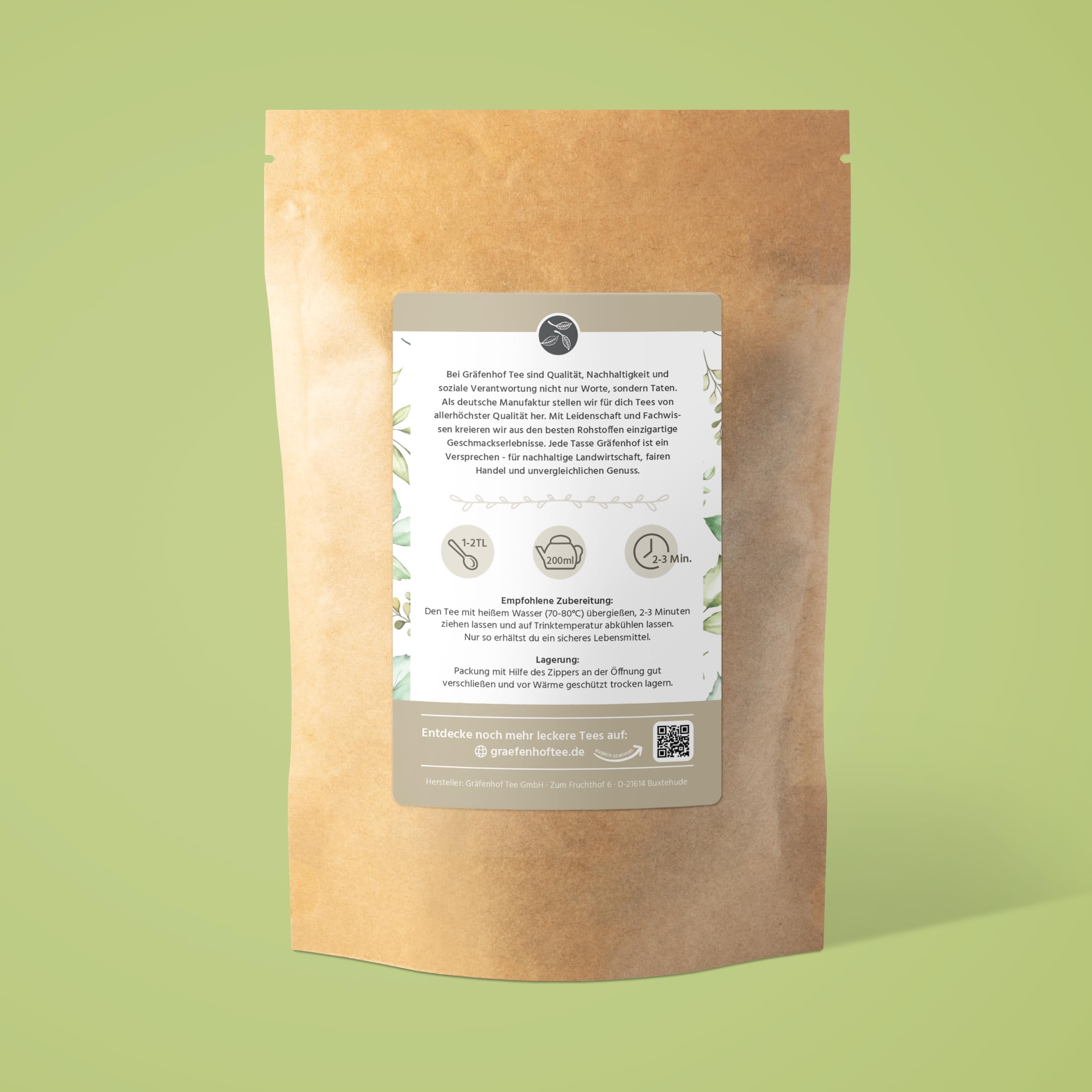 Gräfenhof Mango Rose (entkoffeiniert) Grüner Tee Bio, 300g (3x 100g) loser Tee mit Grüner Tee Sencha entkoffeiniert & Zitronengras, entkoffeiniert, Premium Qualität, in DE abgefüllt