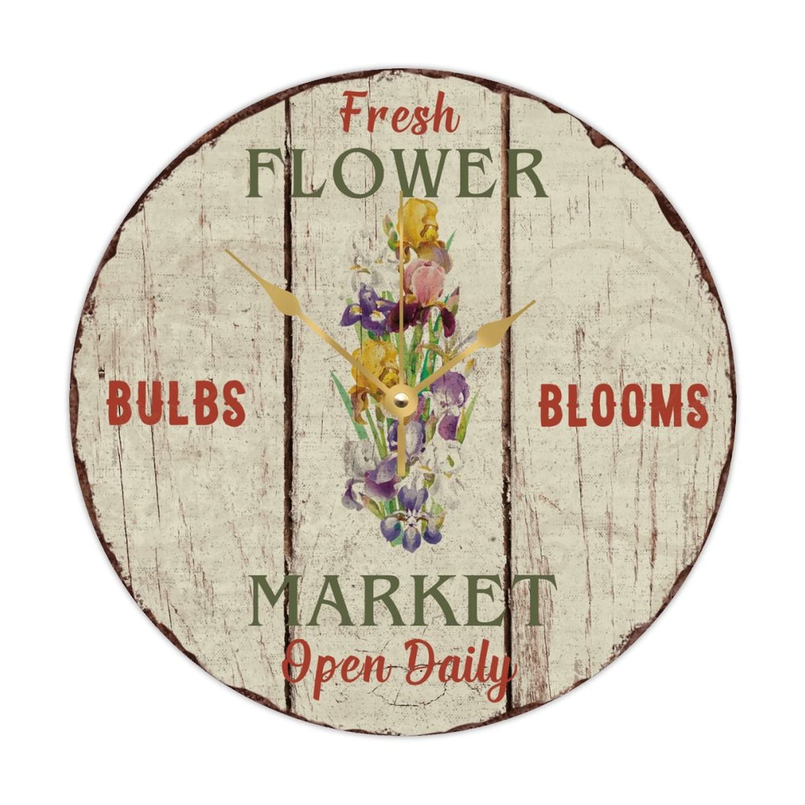 Horloge murale silencieuse à piles avec motif fleurs 38cm
