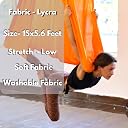 The Yogis Aerial Yoga Hammock, Lycra Fabric, 15 x 5.6 Feet, Low Stretch, Washable, Soft (Orange) gallery image