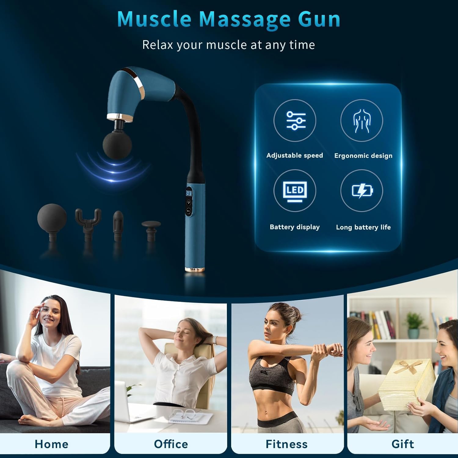 SBF massage gun for pain relief - rechargeable full body massage with 6 speed settings for back, neck, shoulders, feet and feet - mixed colors SBF massage gun for pain relief - rechargeable full body massage with 6 speed settings for back, neck, shoulders, feet and feet - mixed colors