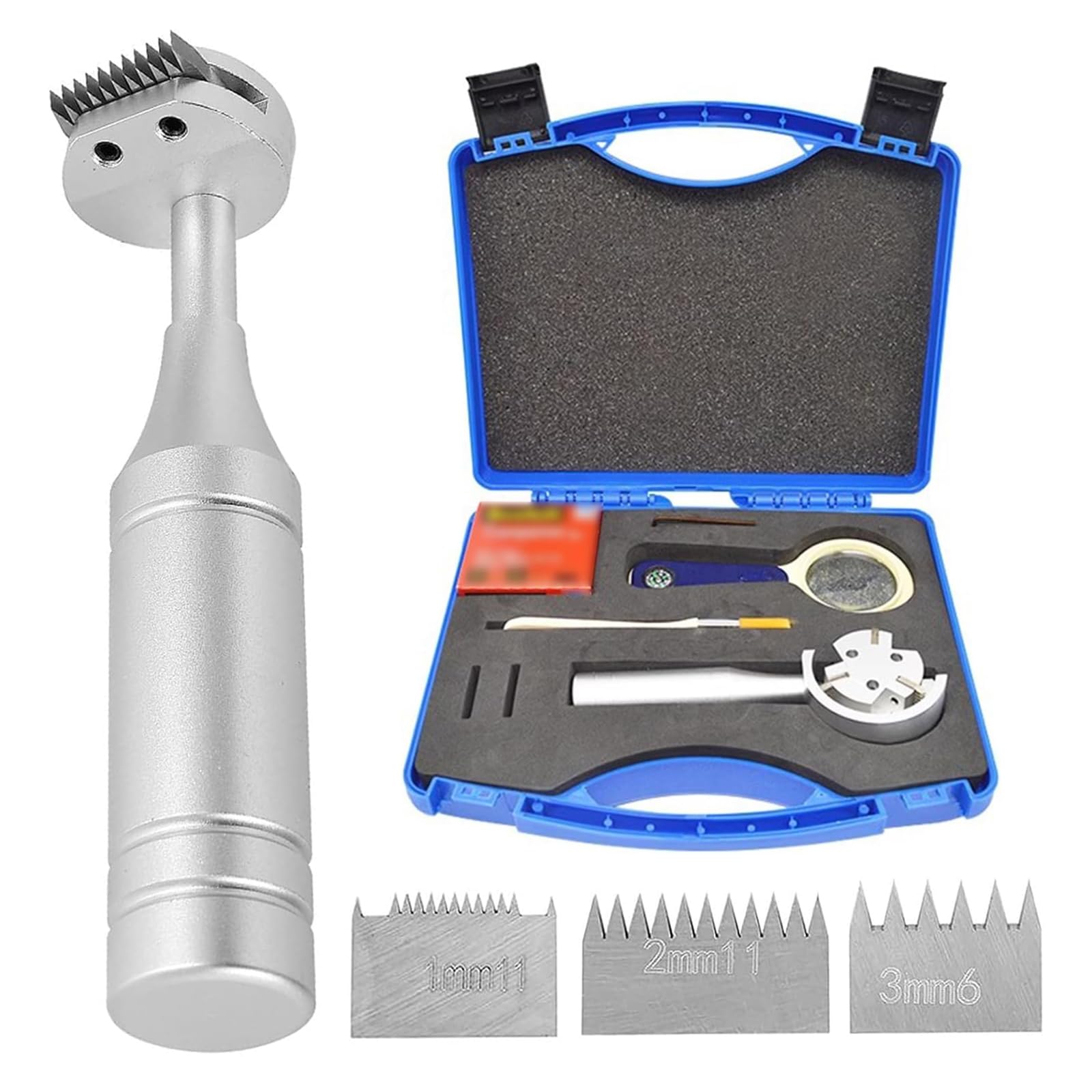 TsoLay Gitterschnittprüfer-Set, Gitterschnittprüfer Mit 1 Mm/2 Mm/3 Mm Klingen, Lupe, Pinsel Und Klebeband, Lackfilm-Anreißer In Kunststoffbox Zur Beschichtungsbewertung