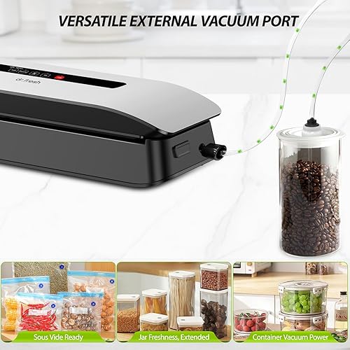 Miniatura 3 de Sellador al vacío para máquina de alimentos, máquina de sellado 8 en 1 para preparación de comidas y ahorro de vacío con húmedo y seco, cortador