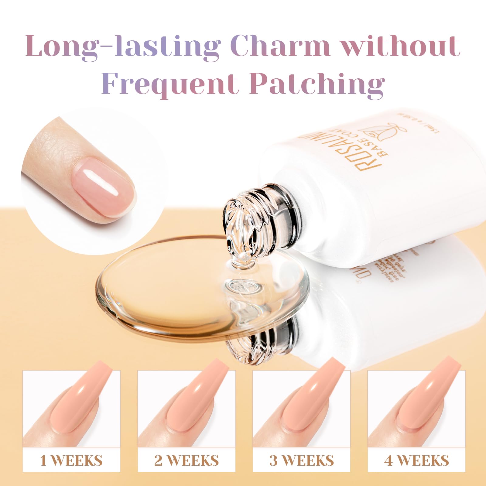 ROSALIND Base Coat Vernis Semi Permanent, UV LED Soak Off Vernis à Ongles Gel Polish kit manucure semi permanent 15ml