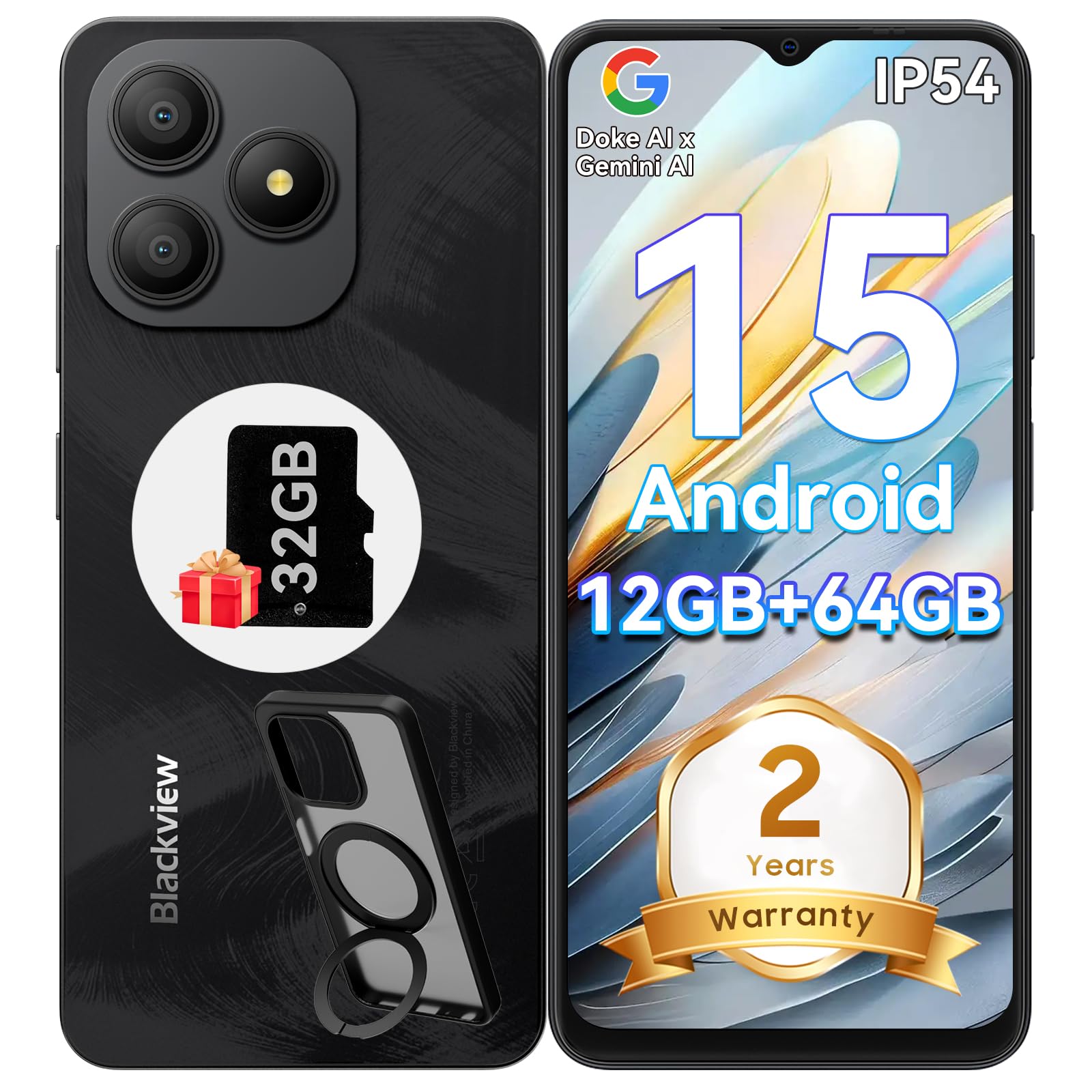 Blackview Wave 9C Phone Unlocked, Android 15 Cell Phone, 6.56