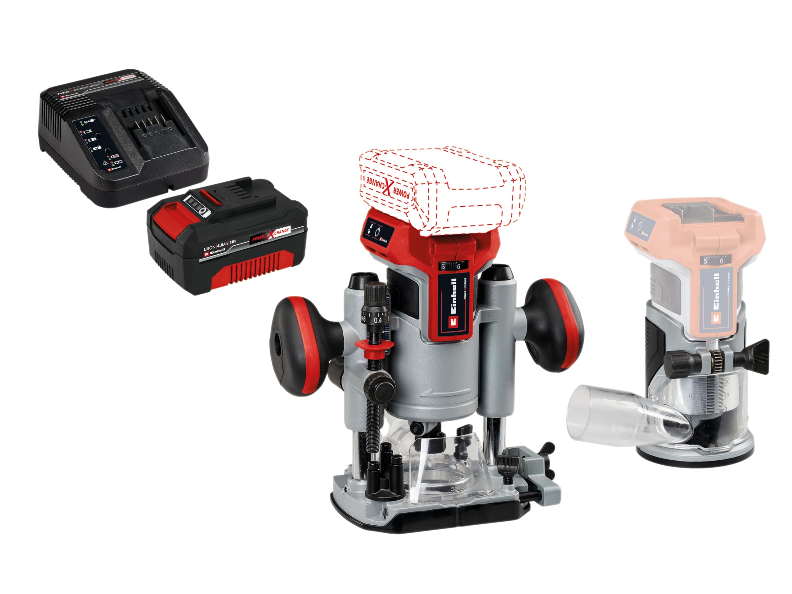 Einhell TP-RO 18 Set Li BL Kit, affleureuse sans fil, 18V, base plongeante
