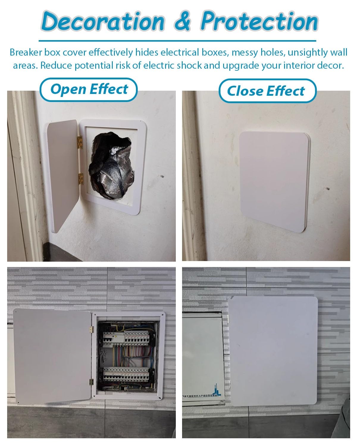 Vibeo Tapa Cuadro electrico Cubierta Decorativa para Caja de Fusibles Eléctricos, Cubierta Oculta Blanca para Panel de Medidores, Placa para Caja de Interruptores Interior y Exterior(20x16in/50x40cm)