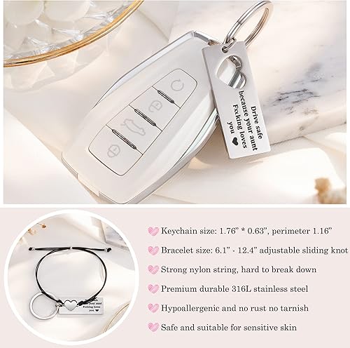 Miniatura 3 de Tarsus Regalos de sobrina o sobrino de tía llavero seguro a juego regalos divertidos para sobrina sobrina plateado