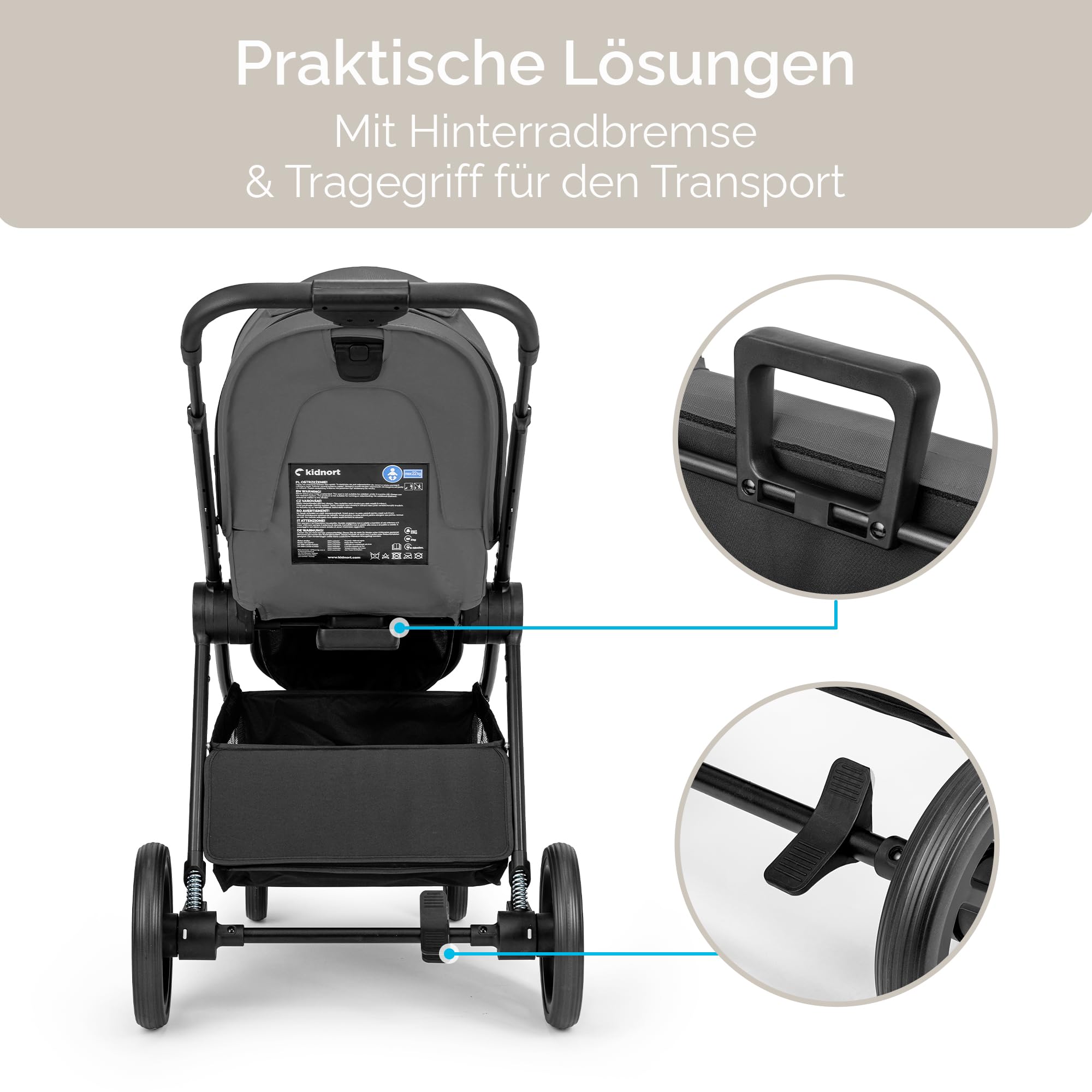 Älskar Passeggino reversibile, pieghevole, compatto, fino a 22 kg, schienale regolabile, tetto di protezione UV, cintura a 5 punti, copertura antipioggia, zanzariera, borsa grigio scuro