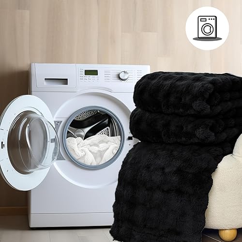 Miniatura 5 de Moenchy Manta suave de 3 libras, color azul lago, ultra cálida, peluda, reversible, de pelo sintético, cómoda manta para cama, sofá y Roma, 50 x 60