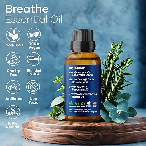 Miniatura 3 de Nexon Botanics Breathe - Mezcla de aceites esenciales, 1.0 onzas líquidas, aceite esencial Breath Easy Alivio sinusal, aceites esenciales Breathe