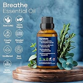 Breathe Essential Oil Blend 30 ml - Breath Sinus Relief with Menthol Oils - for Humidifiers, Diffusers, and Aromatherapy - Nexon Botanics