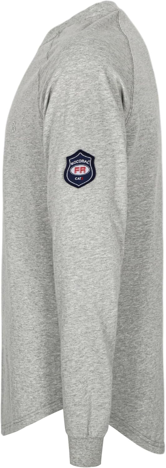BOCOMAL Men's FR Shirts Long Sleeve Crewneck Fire Resistant 5.5oz Lightweight Cotton Work T Shirt CAT2 - Image 3