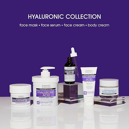 Miniatura 7 de Advanced Clinicals Crema facial de ácido hialurónico loción de hidratación para la cara, crema hidratante para el cuidado de la piel para piel seca,