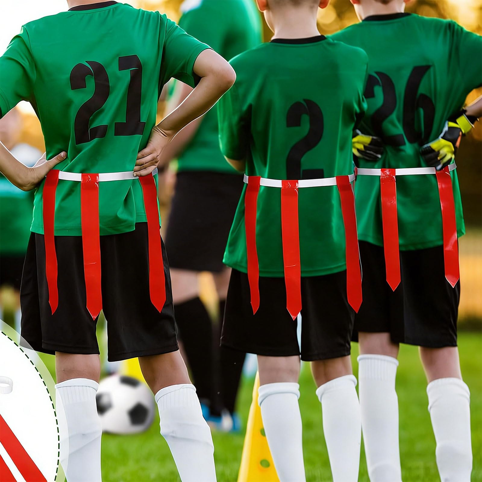 10 bandiere in vita per sport di squadra con 30 pennarelli staccabili e 6 coni cintura regolabile per bambini e adulti a sgancio rapido set di bandiere da calcio