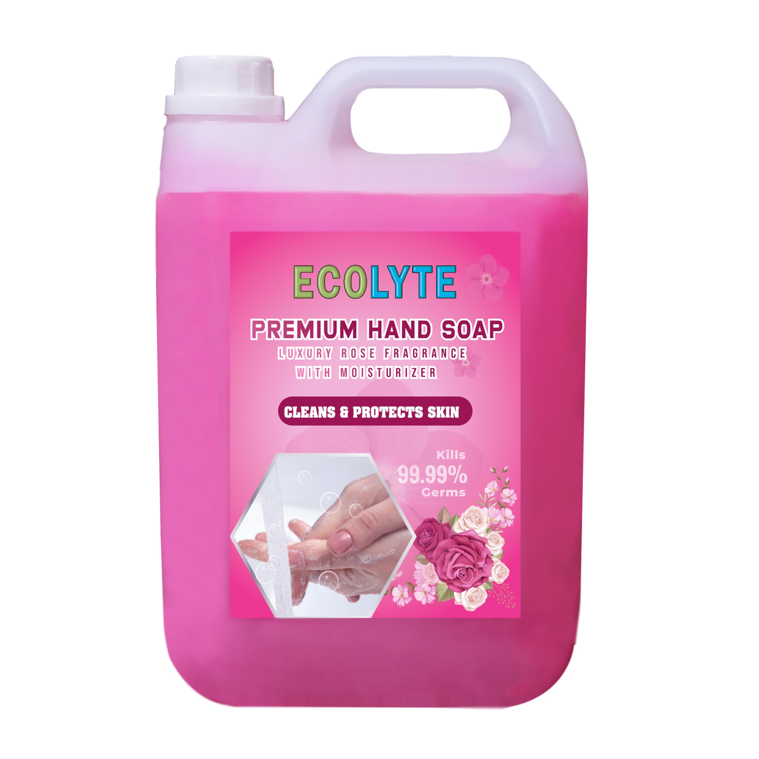 ECOLYTE+ Disinfectant Ecolyte+ Skincare Handwash Liquid Soap for Effective Germ Protection & Personal Hygiene, Protects Against 100 Illness Causing Germs, (Luxury Rose, 5 Liter)