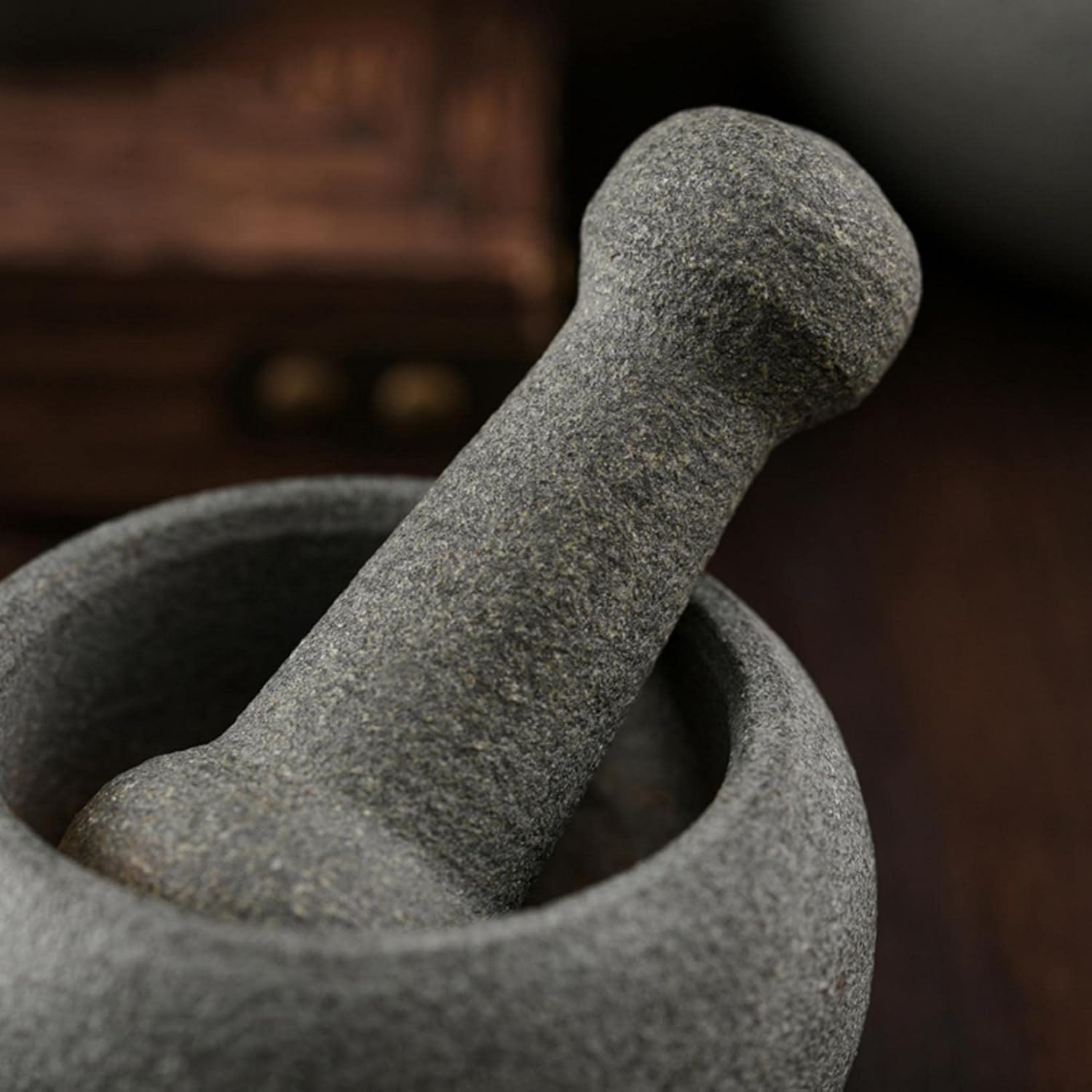 Marble Set Solid Heavy Granite Portable Stone Grinder Crusher Bowl