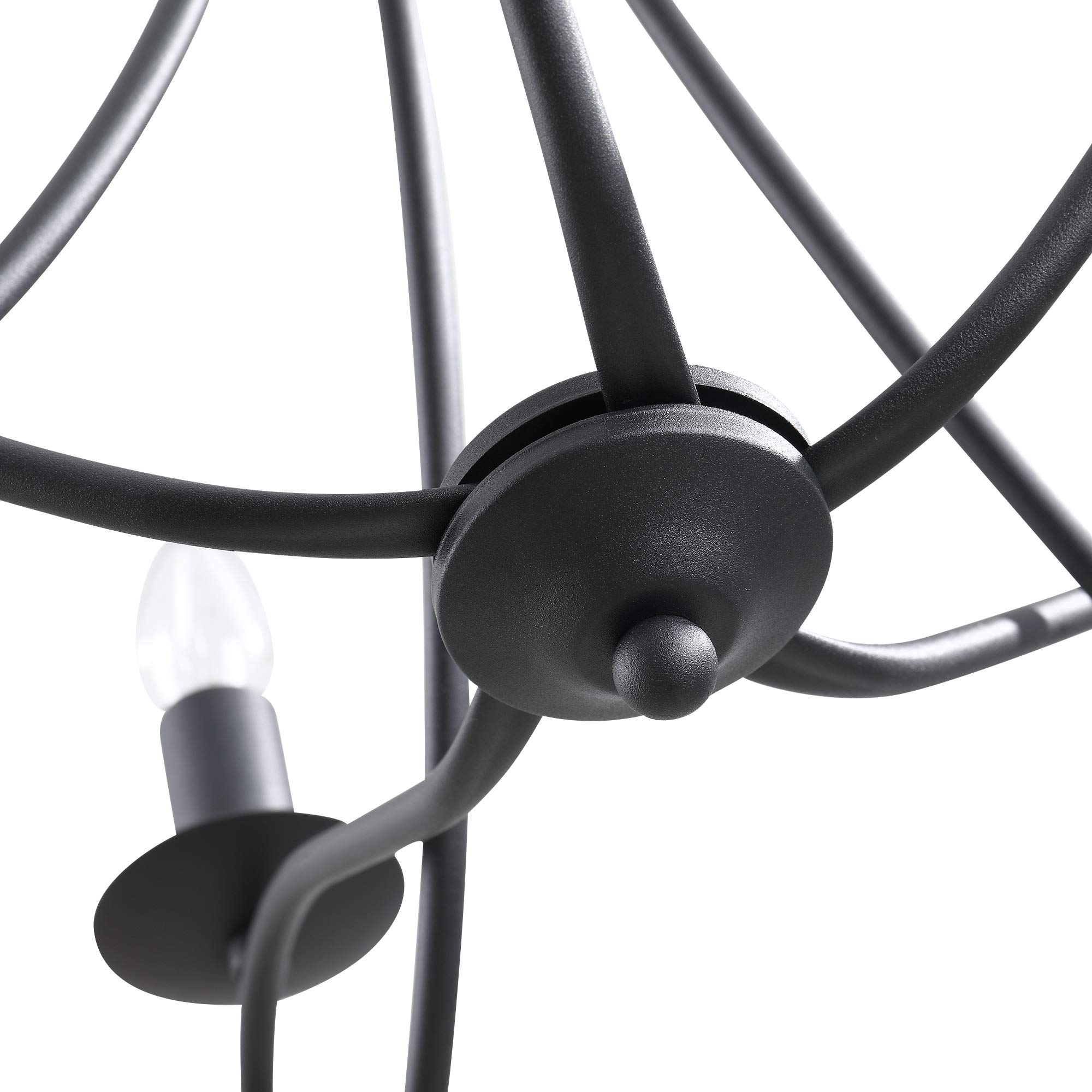HOMCOM Lampadario a Soffitto Stile Rustico, Acciaio Intrecciato Nero con 5 Candelieri Regolabili e Pieghevoli Ф58 x 45cm