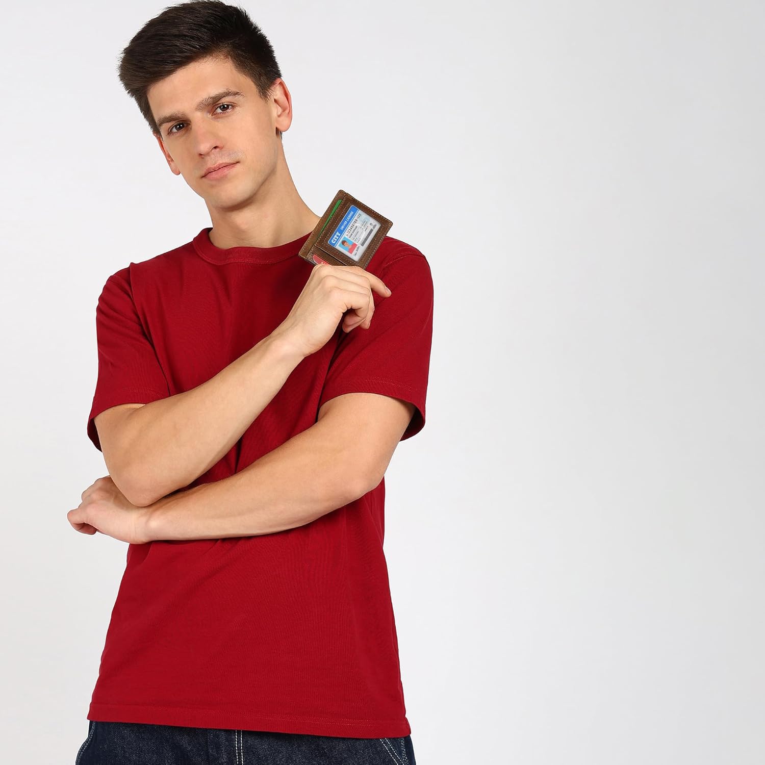 Leatherboss Genuine Leather Slim Card Holder Wallet for Men & Women | Minimalist Front Pocket Wallet | Multiple Card Slots, Cash Compartment & ID Window | (Brown) - Image 7