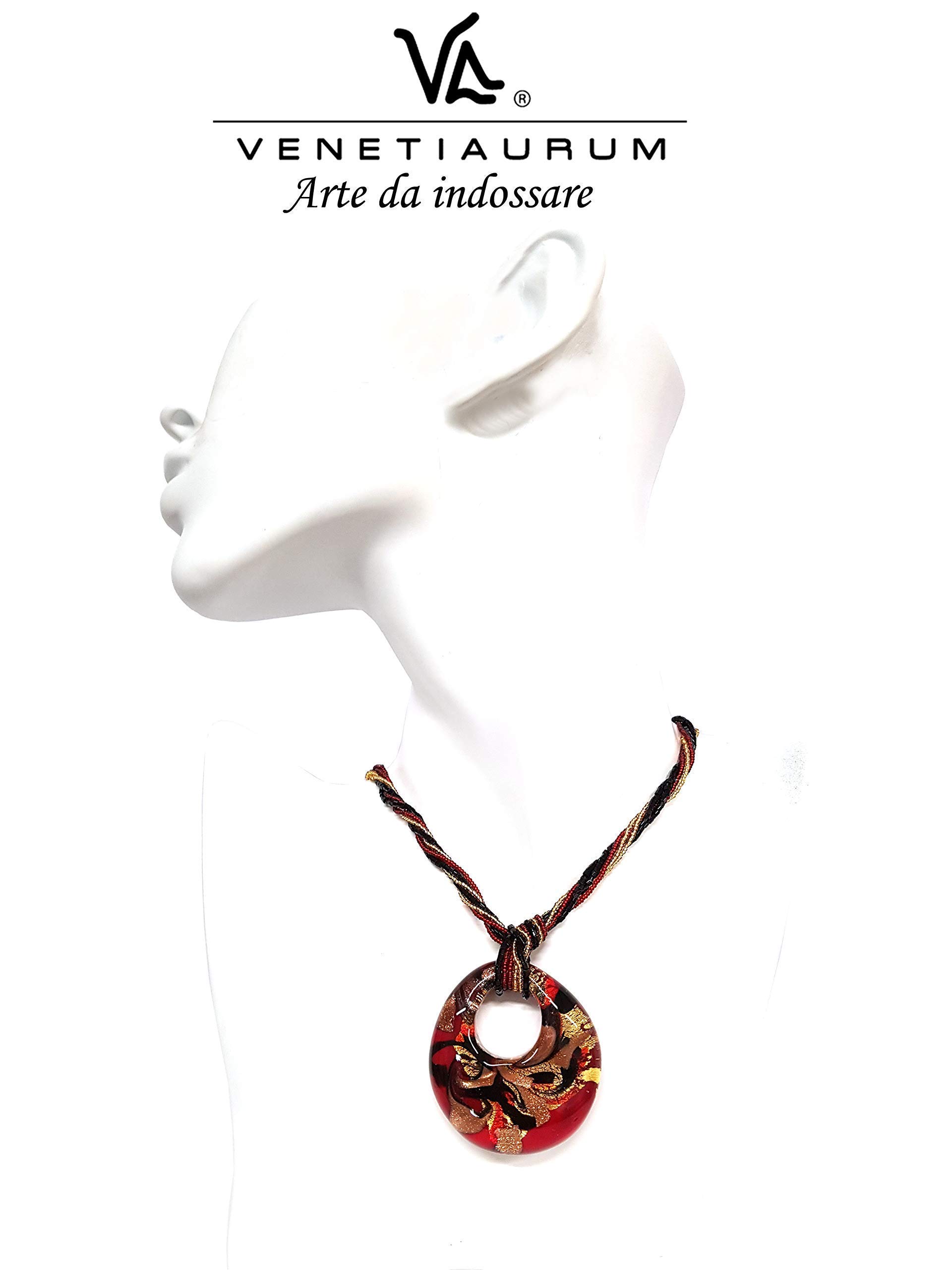 Venetiaurum - Collier Multifil Femme Avec Pendentif En Verre Original de Murano Et Argent 925 - Linea Italia Gioielli - Bijou Certifié Made In Italy