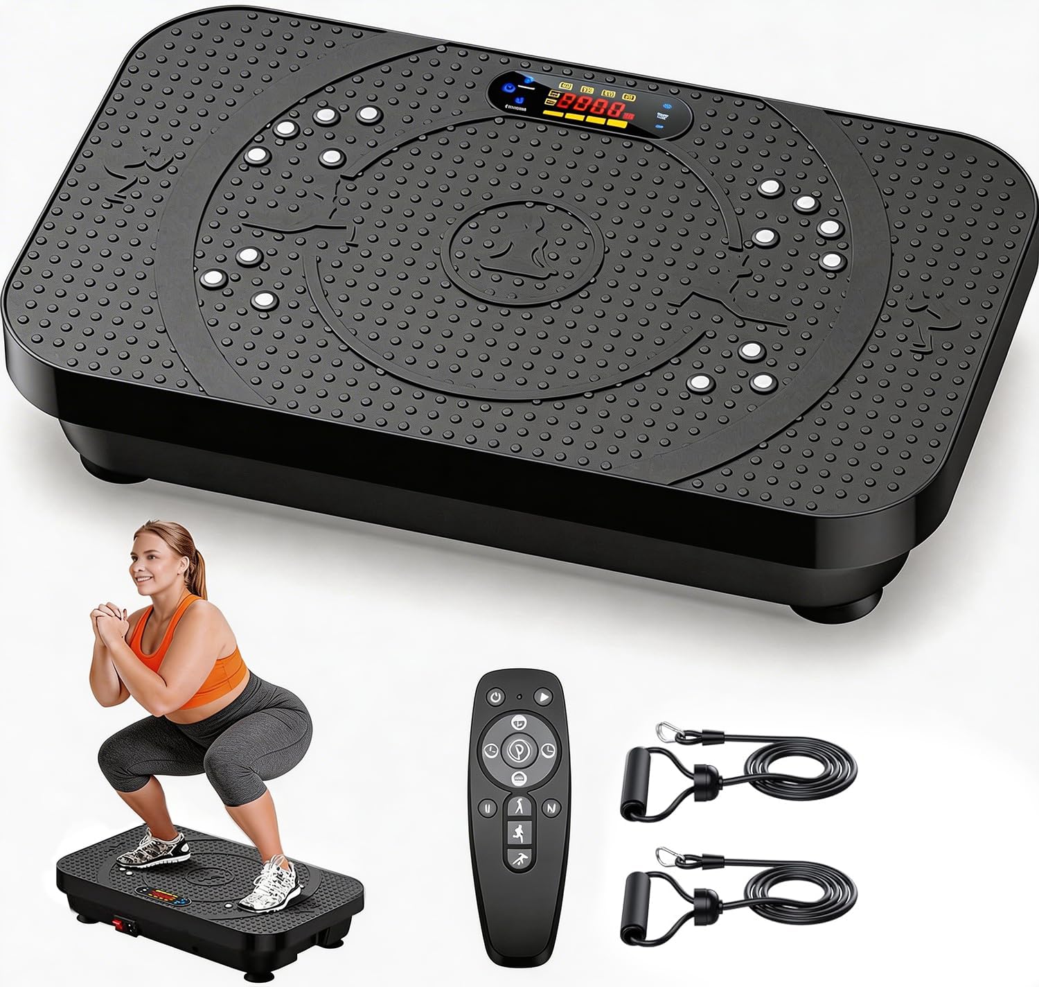 Vibration Plate Exercise Machine -Full Body Shaker with Auto Mode Acupressure Massage Silicone Pedal for Lymphatic Drainage Weight