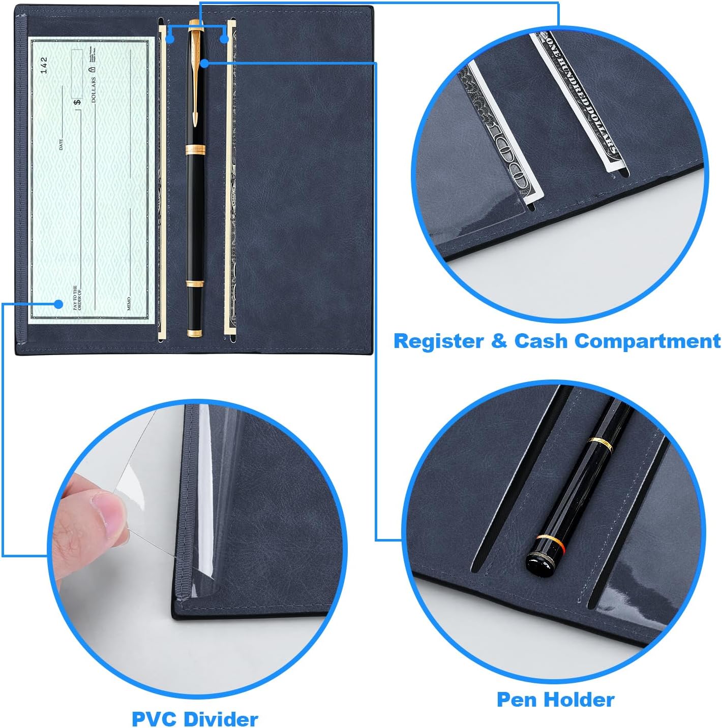 CASMONAL Premium Leather Checkbook Cover for Men and Women Checkbook Holder Wallet RFID Blocking