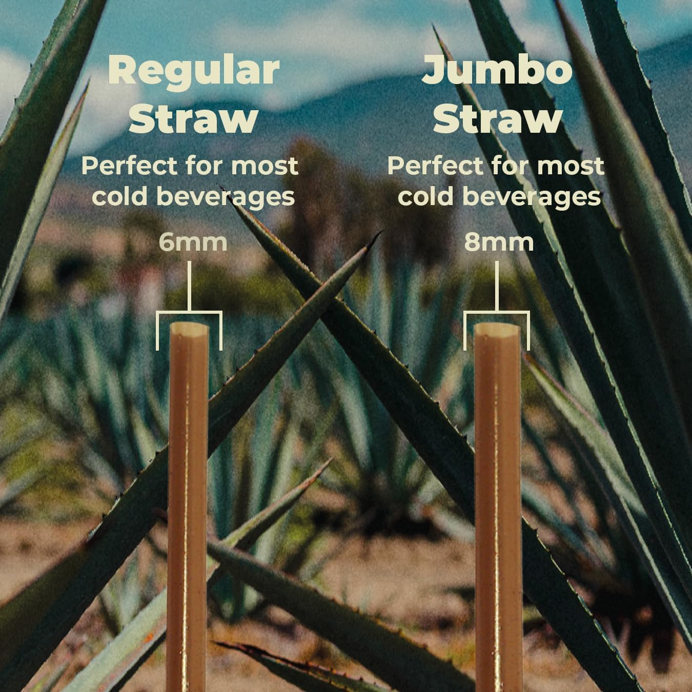 Sustainable Agave Co - Agave Fiber Unwrapped Drinking Straws - 2000 Count - Plant-Based, Made With Upcycled Materials, Reusable - Brown, Regular, 8"