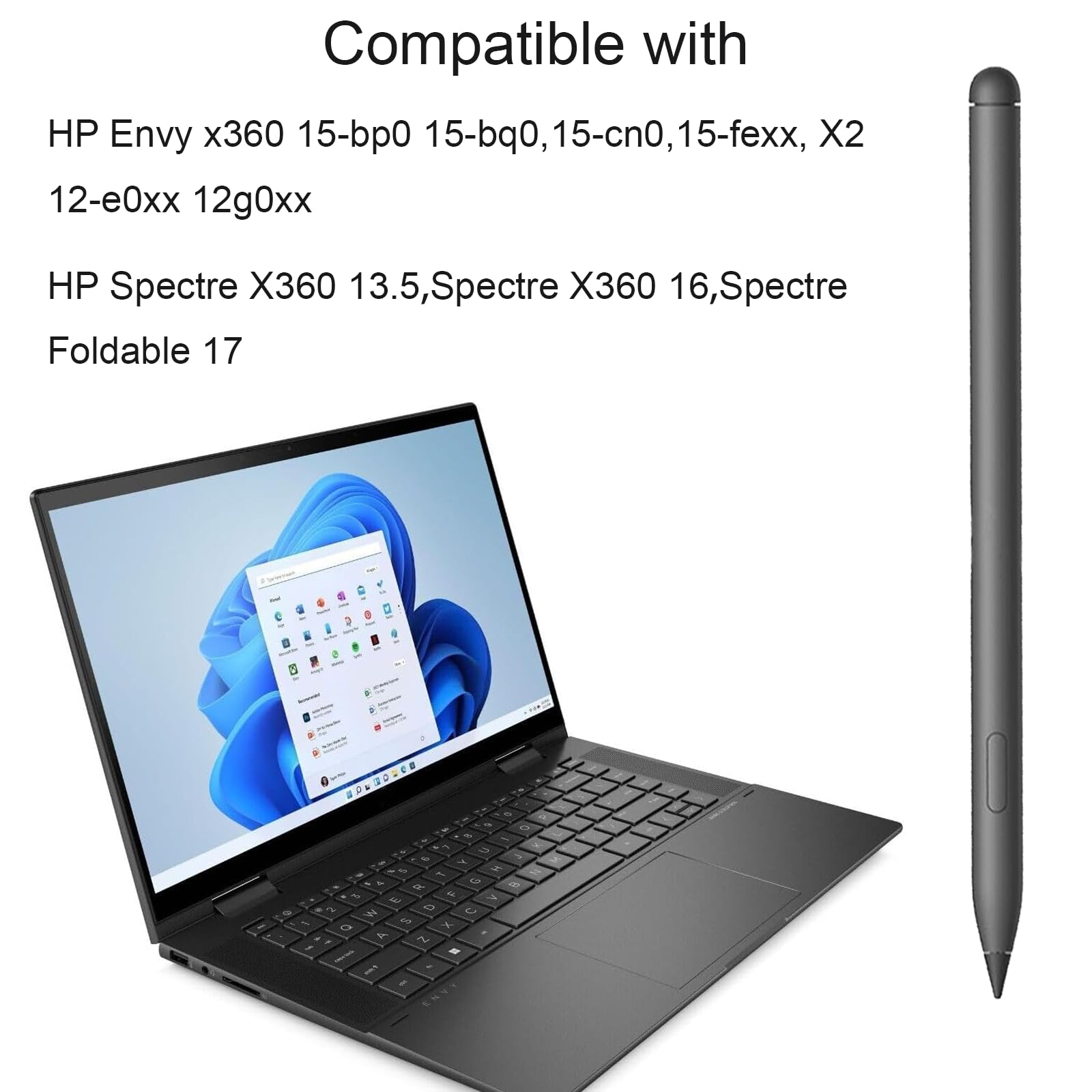 DQ100 Penna inclinabile ricaricabile MPP 2.0 per penna stilo inclinabile HP MPP2.0 ricaricabile (3J122AA) Compatibile con penna HP Pavilion x360 Envy x360 Pen Spectre x360 Pen